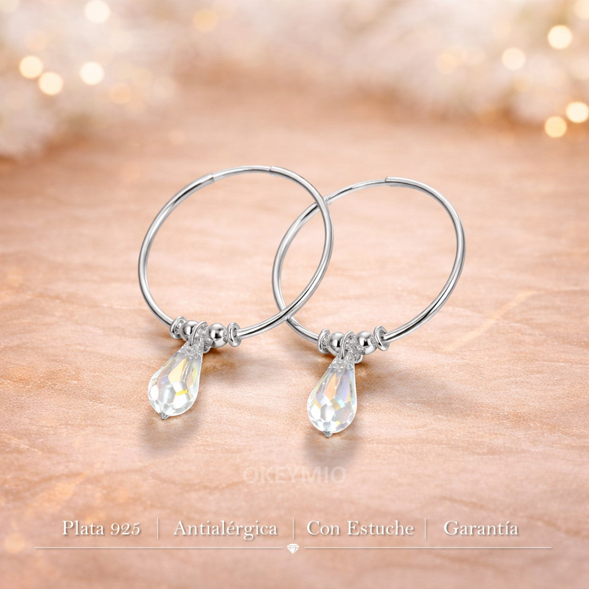 Aretes Candongas Plata 925 Elegantes 22 mm