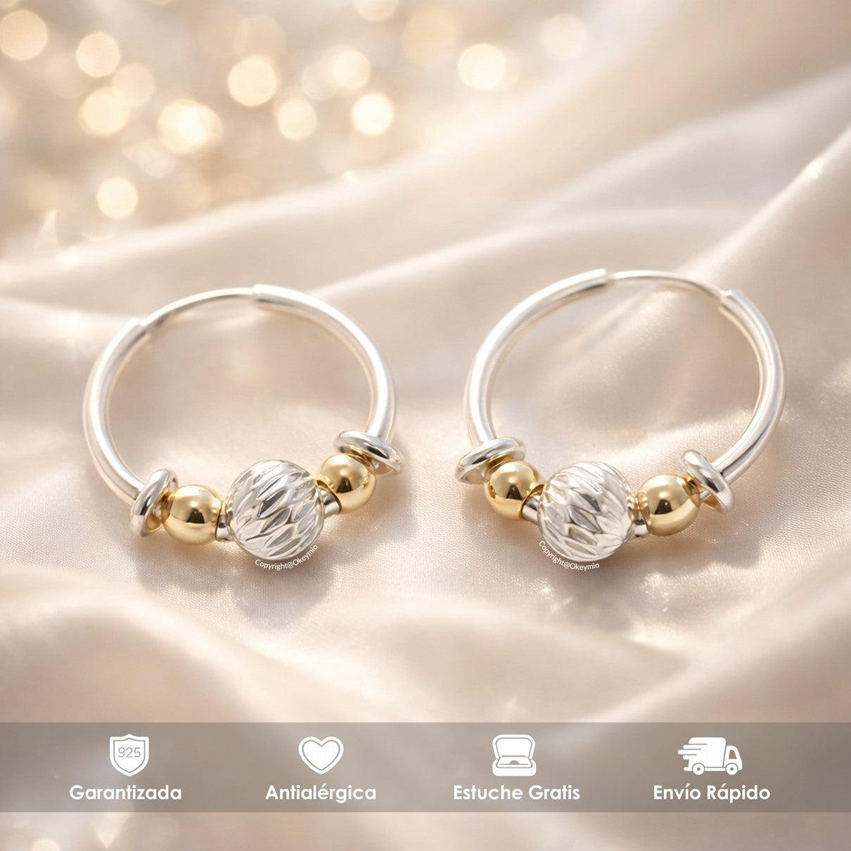 Candongas Oro Plata 925 - 1.2 Cm