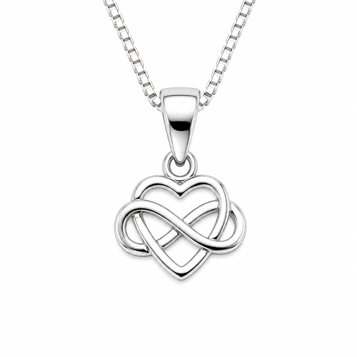 Dije Y Collar Plata 925 Corazón Símbolo Infinito Mujer