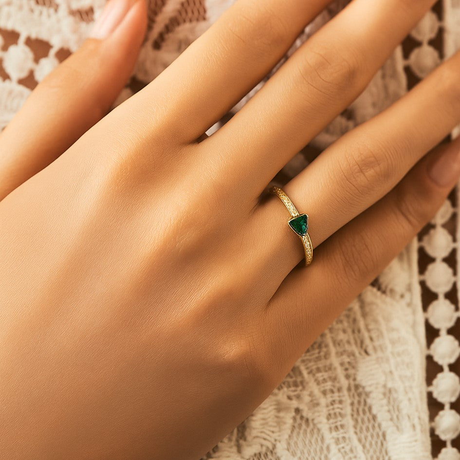 Anillo Compromiso En Plata 925 Chapado en Oro 18k