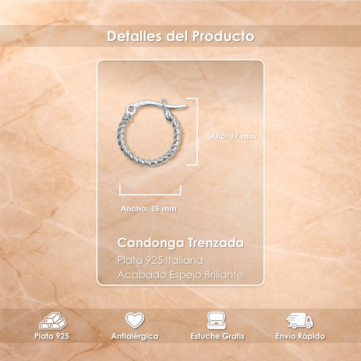 Aretes Candongas Plata 925 Mujer Trenzadas Elegantes