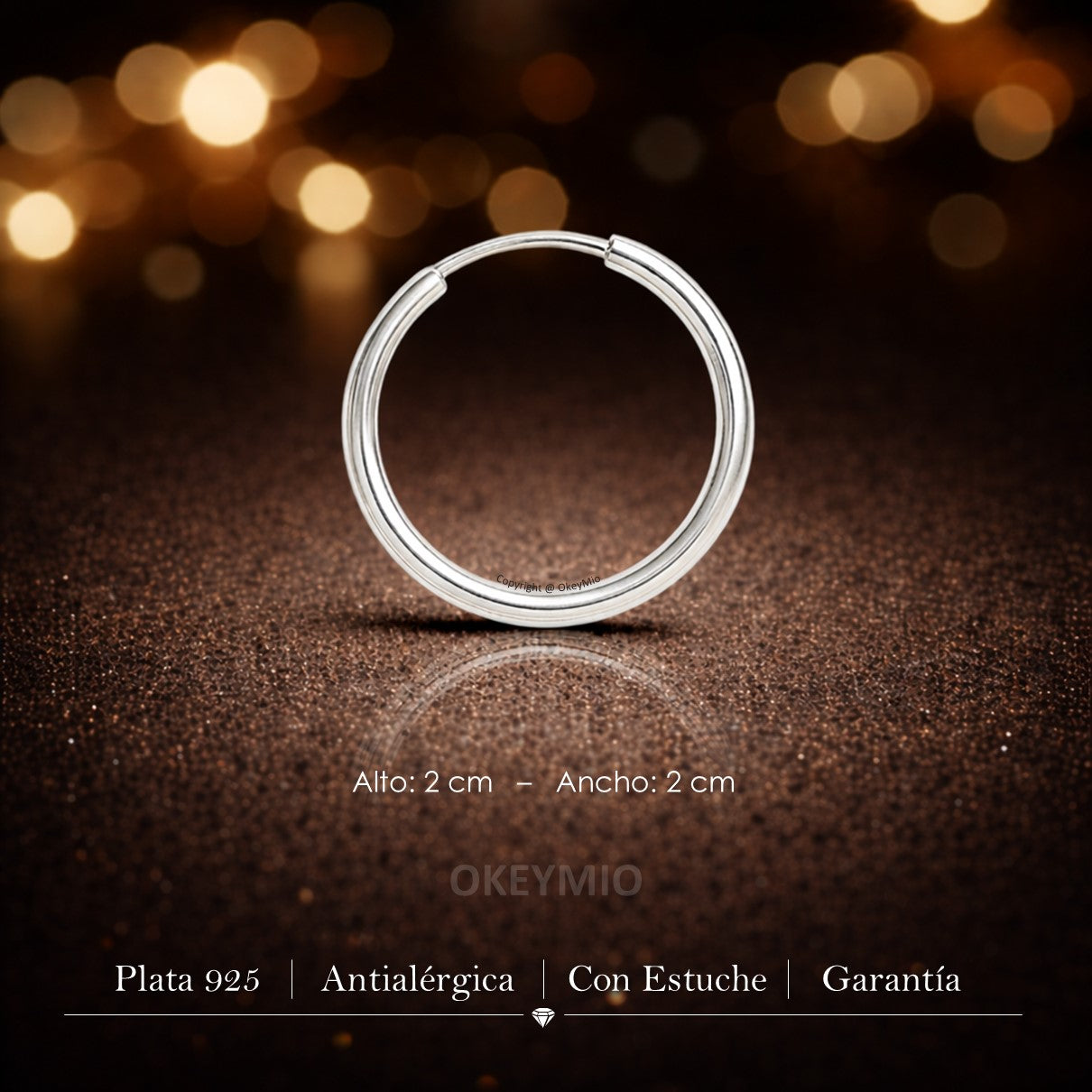 Aretes Candongas Plata 925 Mujer 2 cm