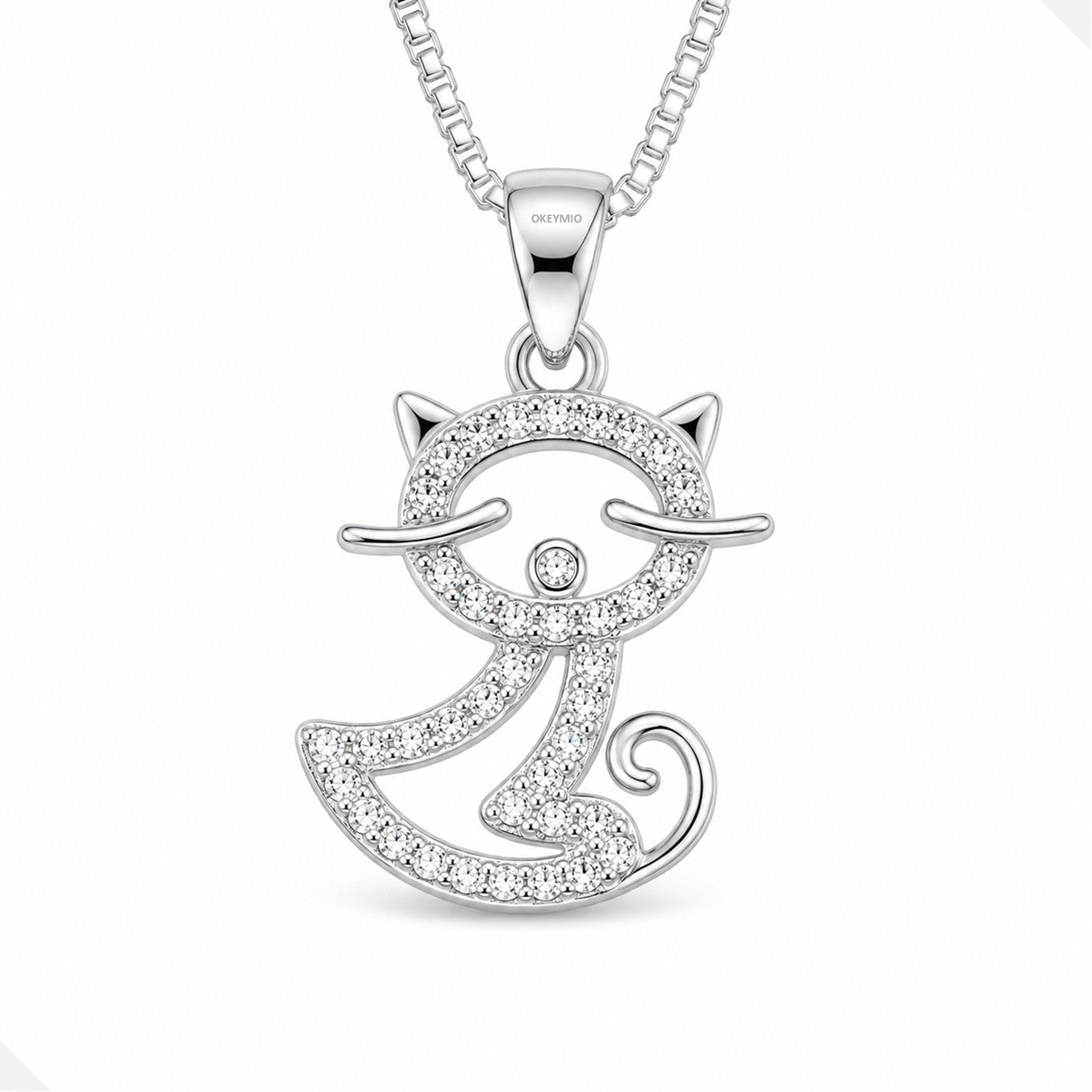 Dije Gato Plata 925 Con Cadena Joyería Fina Atemporal