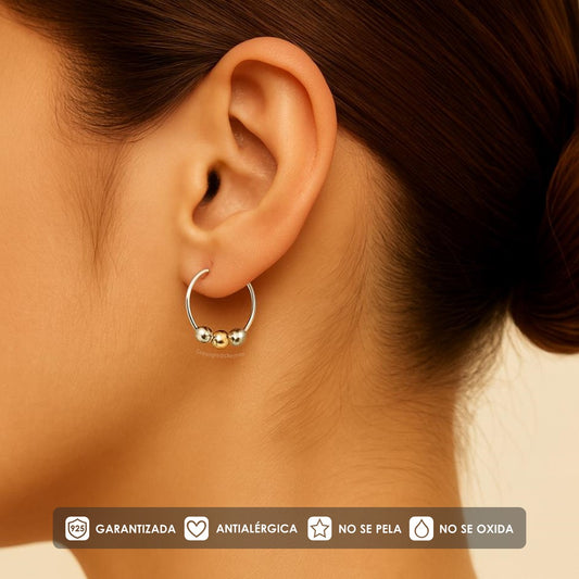 Candongas En Oro 18K y Plata 925