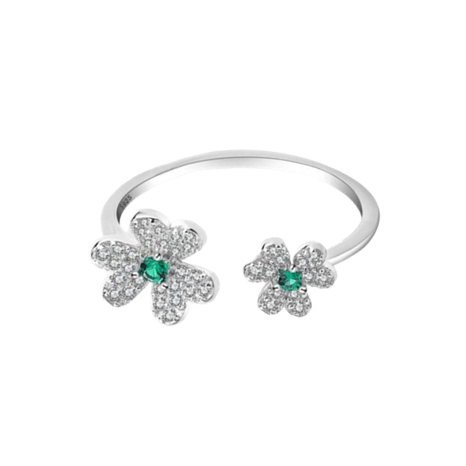 Anillo De Flor Con Esmeralda