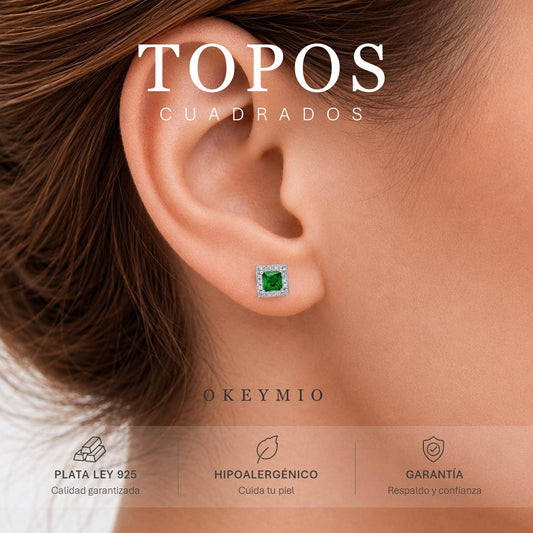 Aretes Topos Con Cirones En Plata 925 Premium