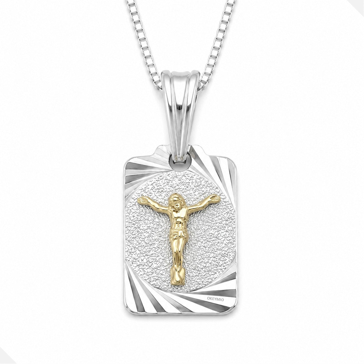Dije Jesucristo Oro Plata 925 Con Cadena Antialérgico