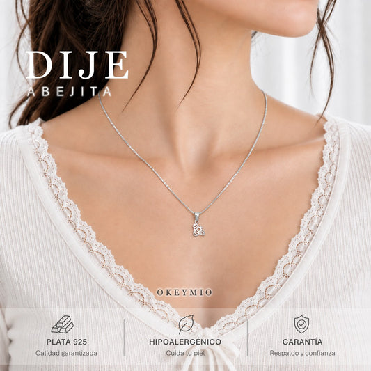 Dije Abeja En Plata 925 Con Cadena Para Mujer