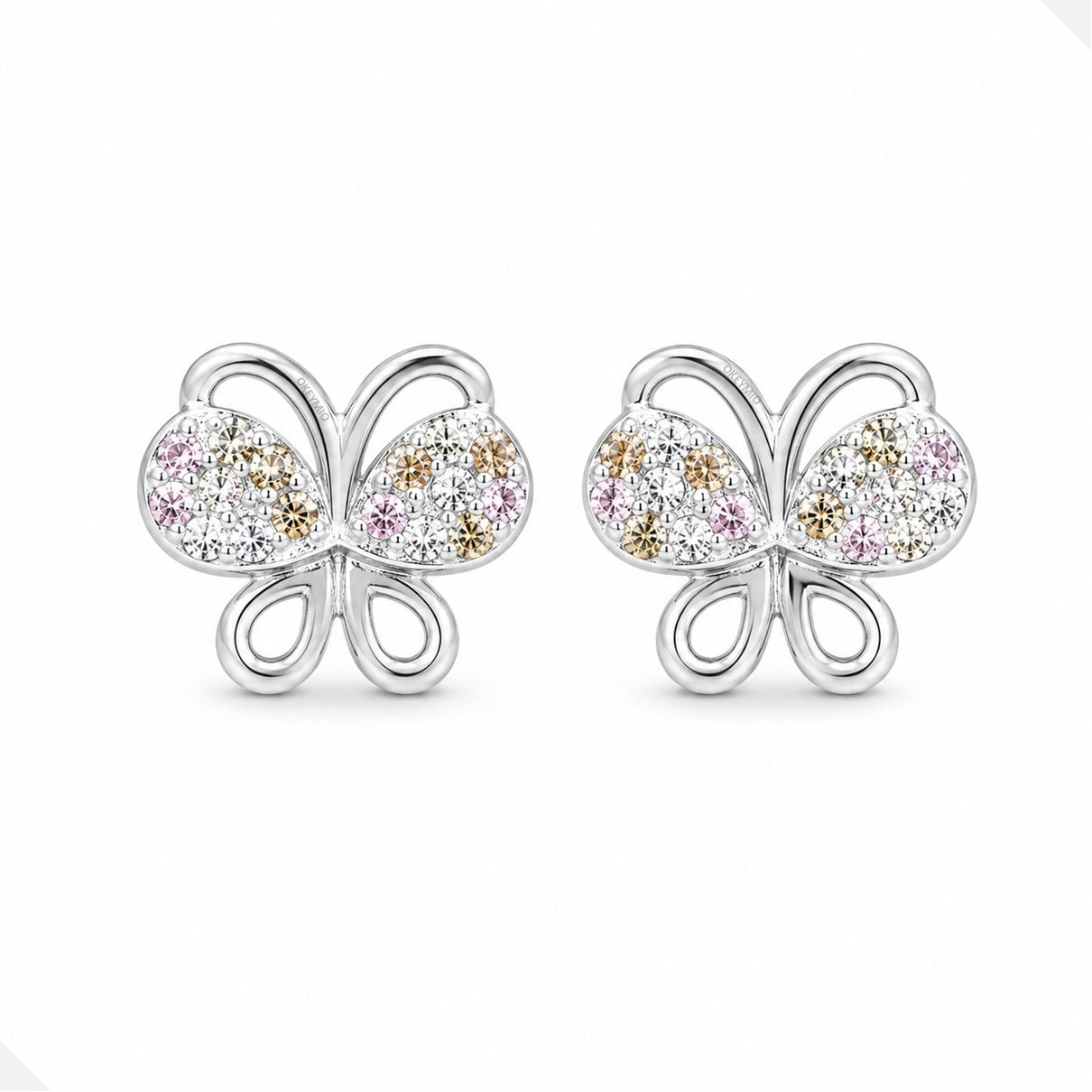 Aretes Topos Mariposa Plata 925 Antialérgicos Mujer
