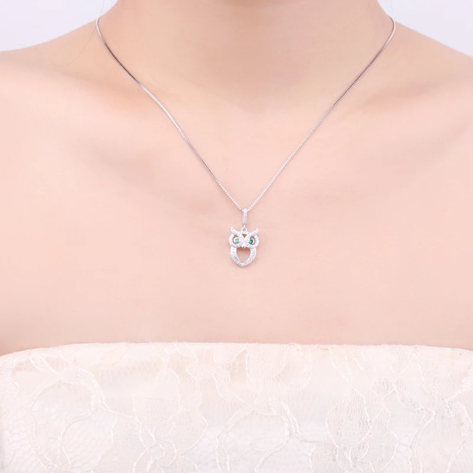 Cadena Con Dije Buho y Circones En Plata 925