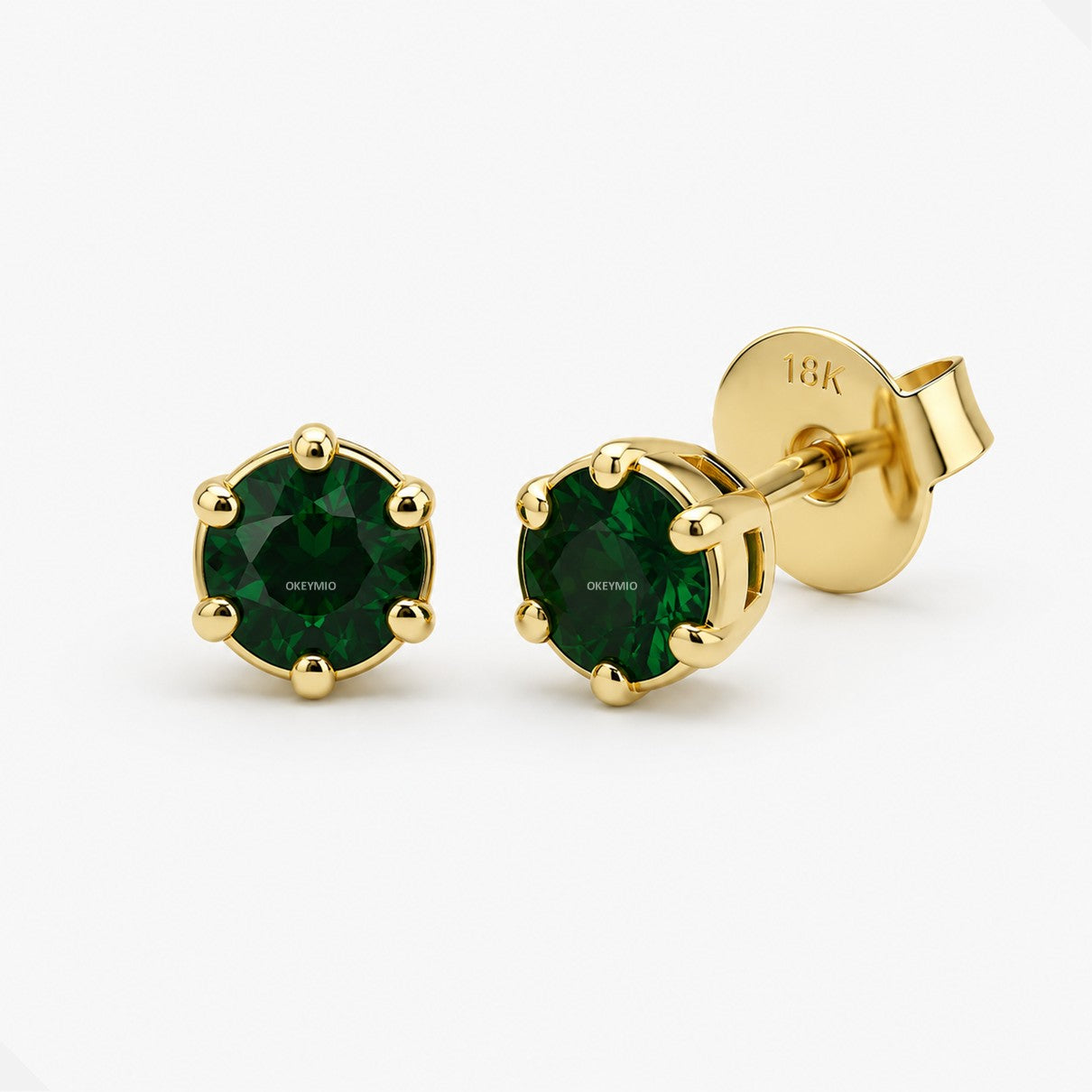 Aretes Topos Para Niña Mujer Verde Oro Laminado 18K