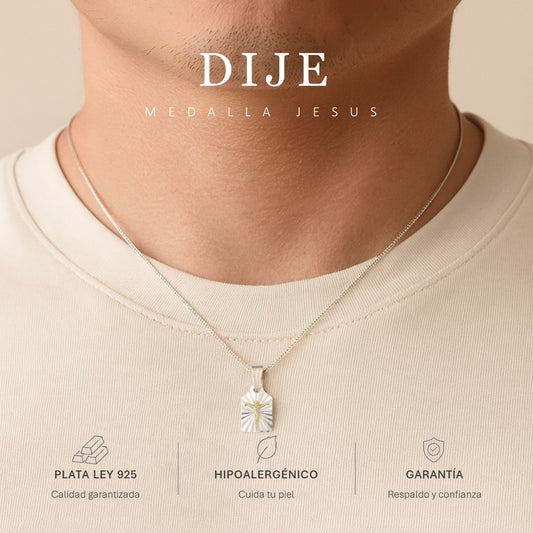 Dije y Cadena Con Cruz En Oro Plata 925 Unisex