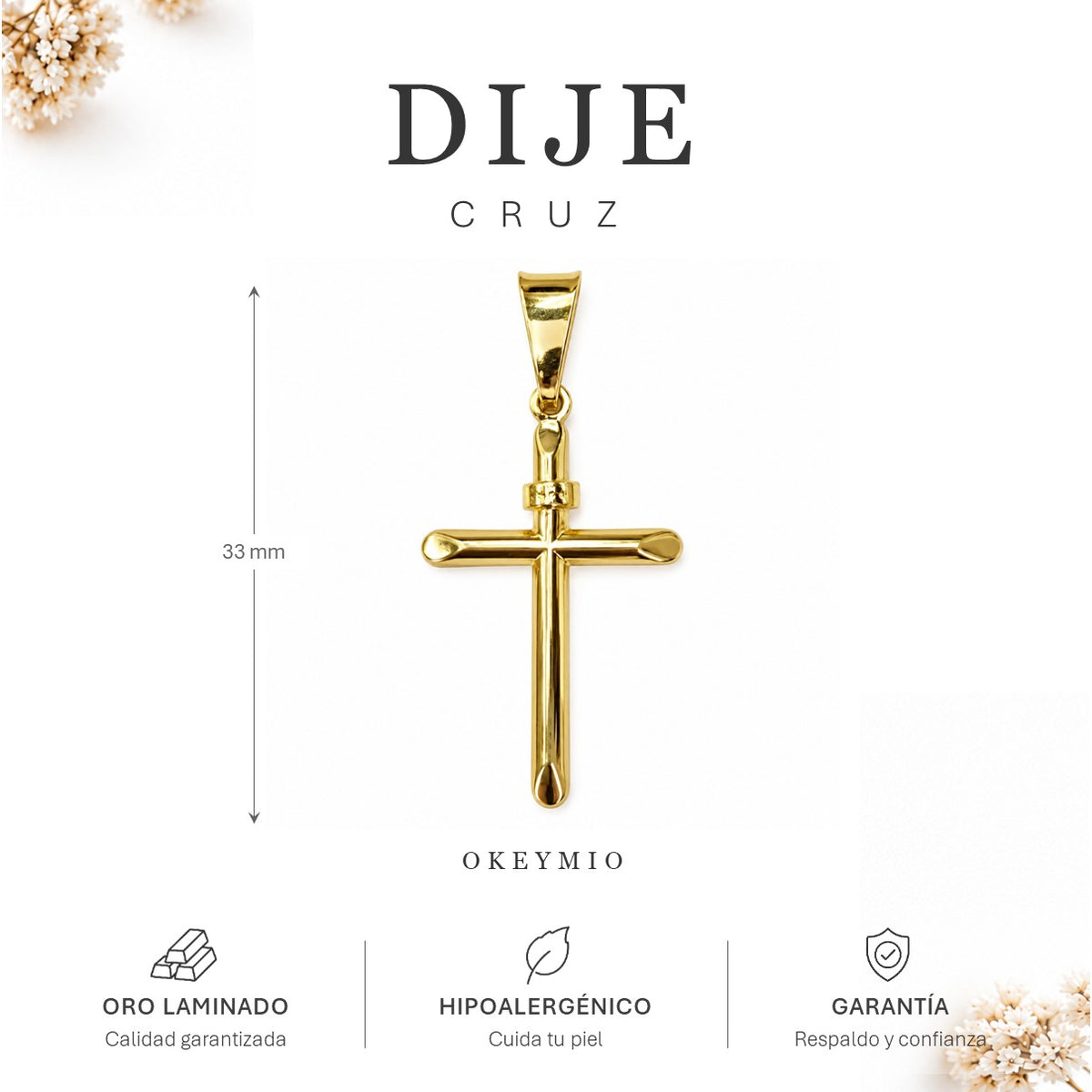 Dije Cruz Cristiana Oro Laminado 18k Plata