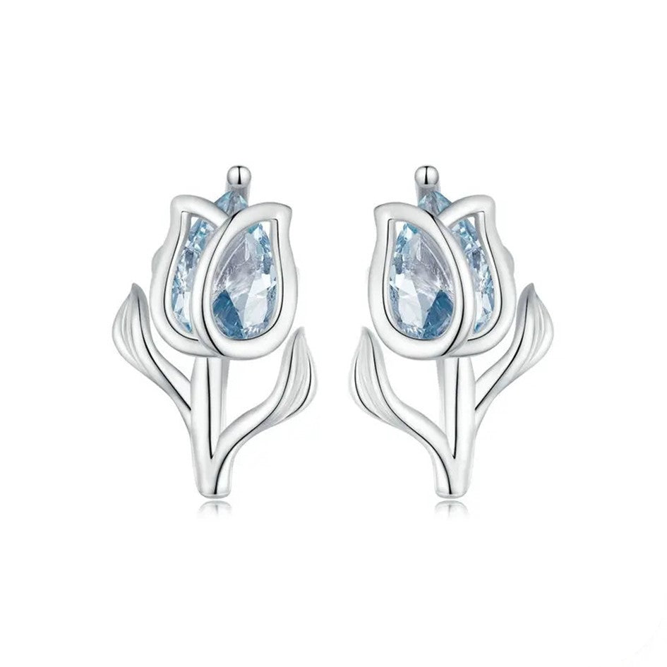 Aretes Topos Tulipán En Plata 925