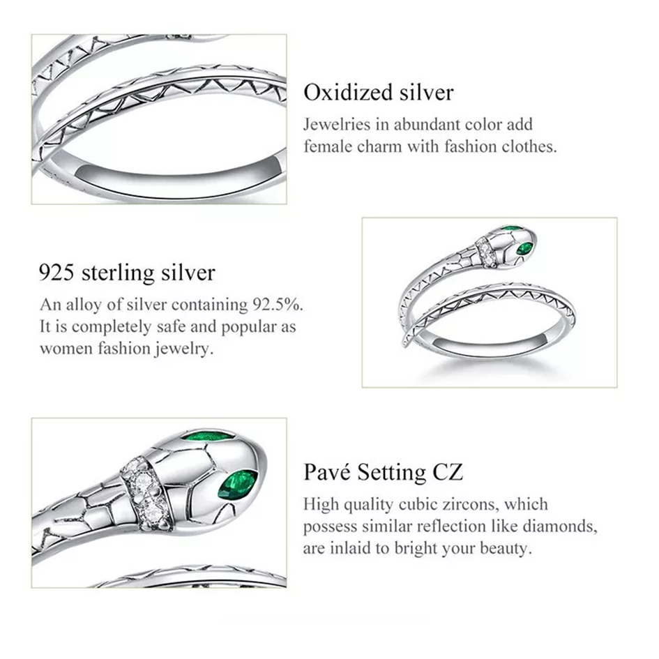 Anillo Ajustable Serpiente En Plata 925