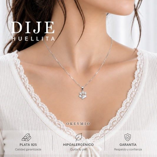 Dije Huella De Perrito En Plata 925 Con Cadena Mujer