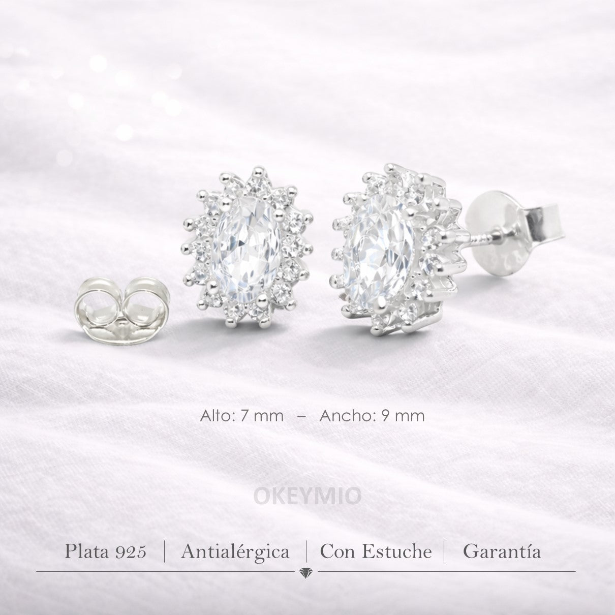 Aretes Elegantes En Plata 925 Piedra Circones