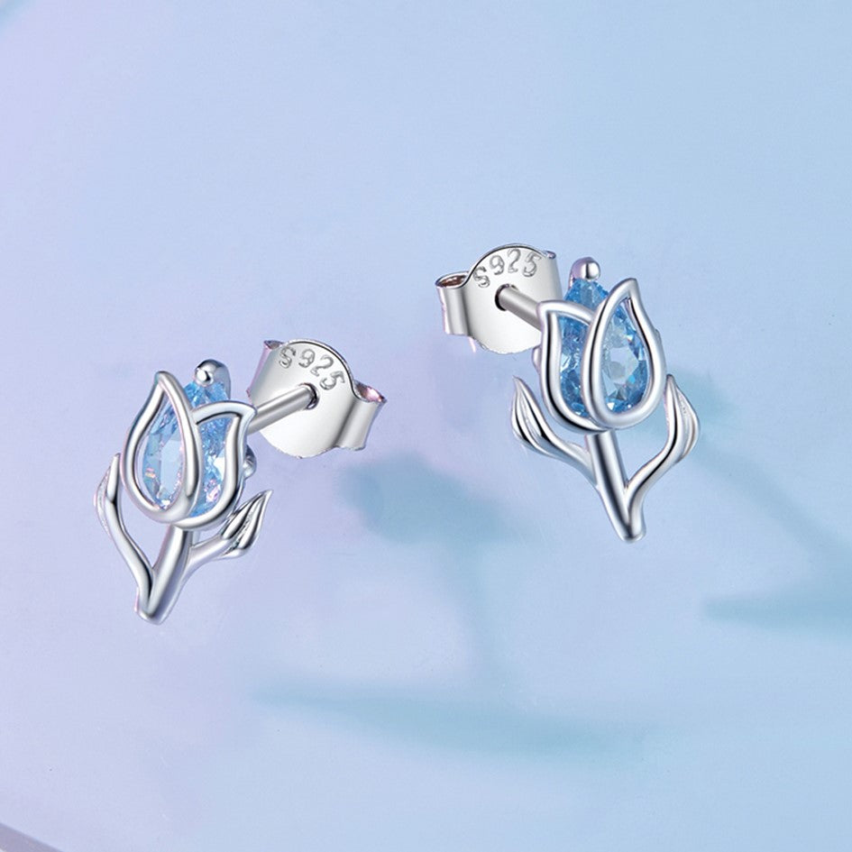 Aretes Topos Tulipán En Plata 925