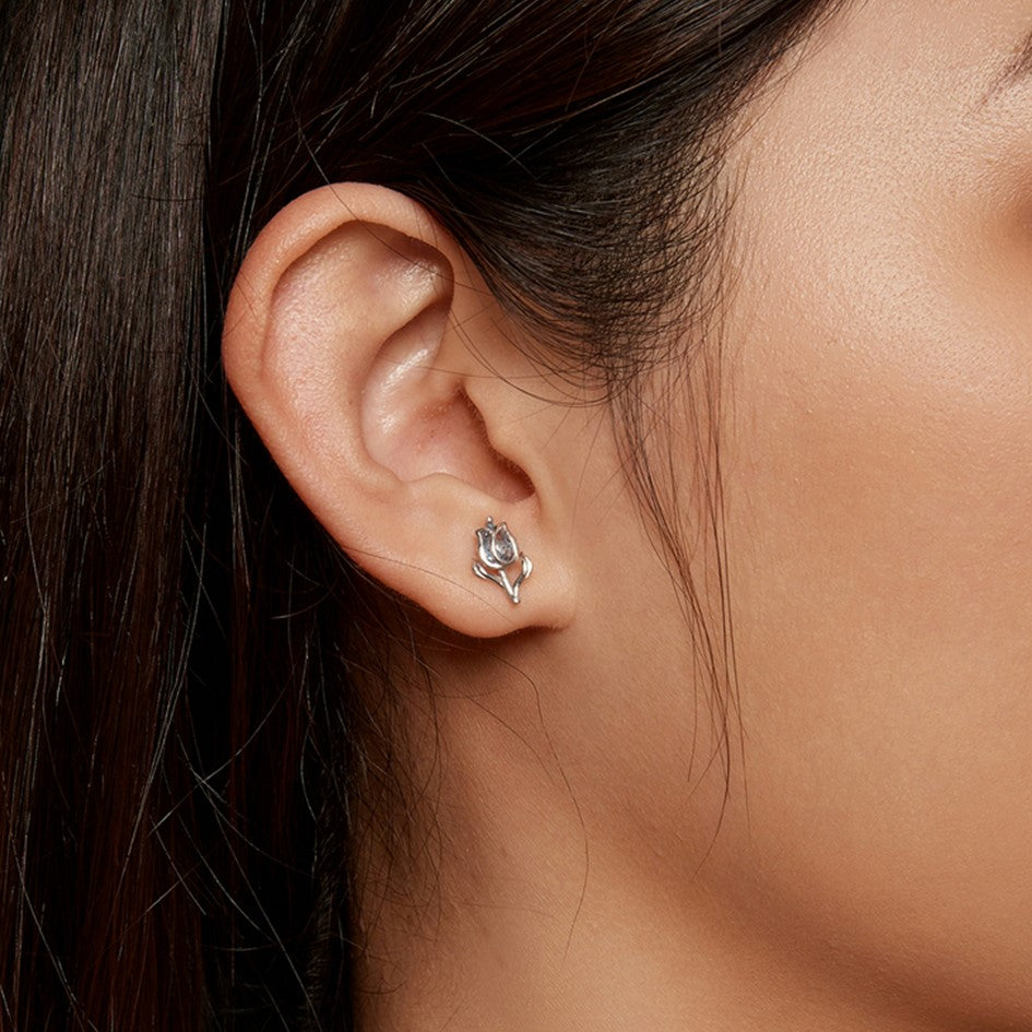 Aretes Topos Tulipán En Plata 925