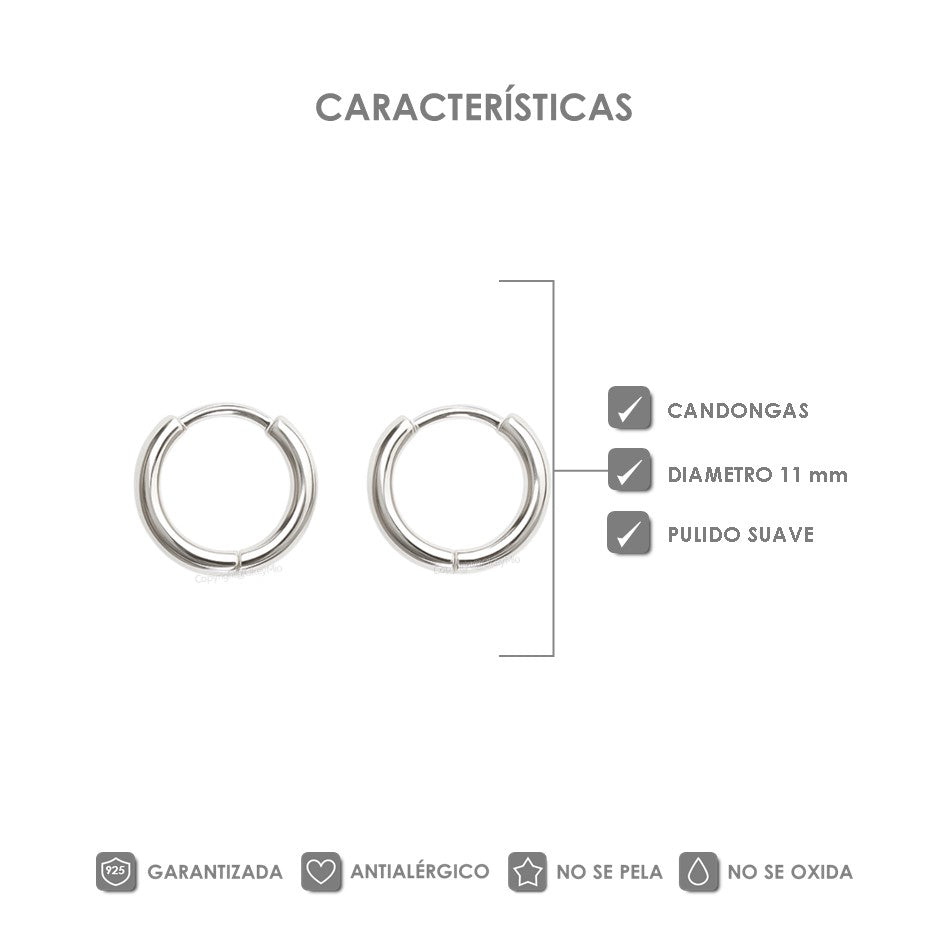 Aretes Aro Candonga En Plata 925 Unisex