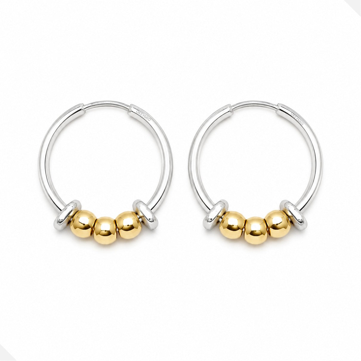 Aretes Aro Oro Plata Tres Balines Modernos