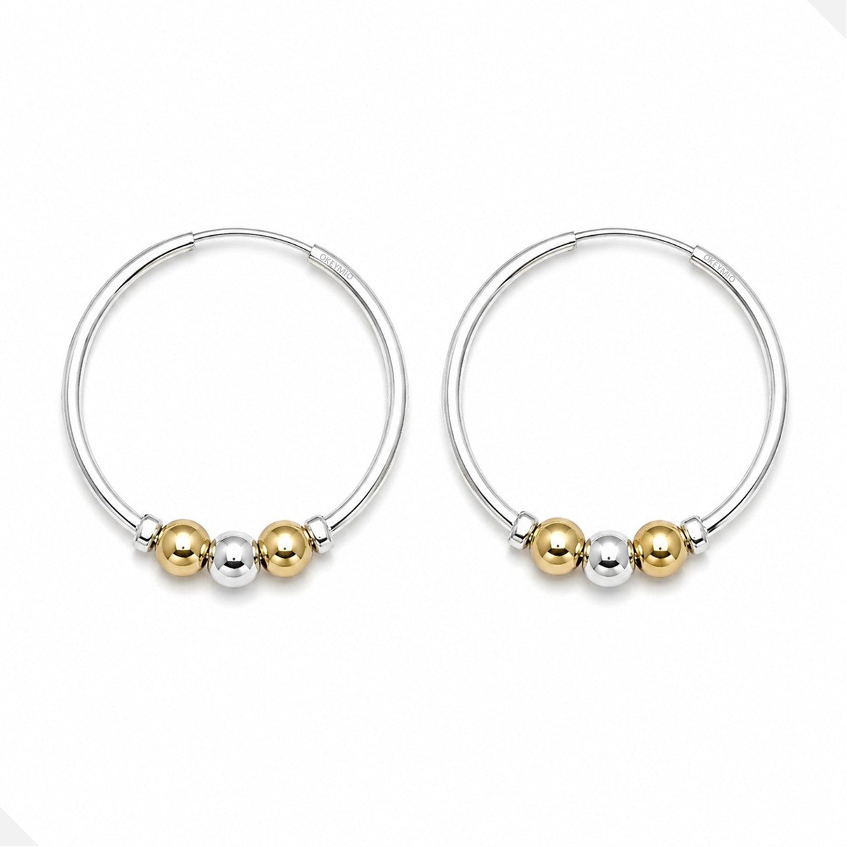 Aretes Aro Oro Plata Balín Grande Minimalista