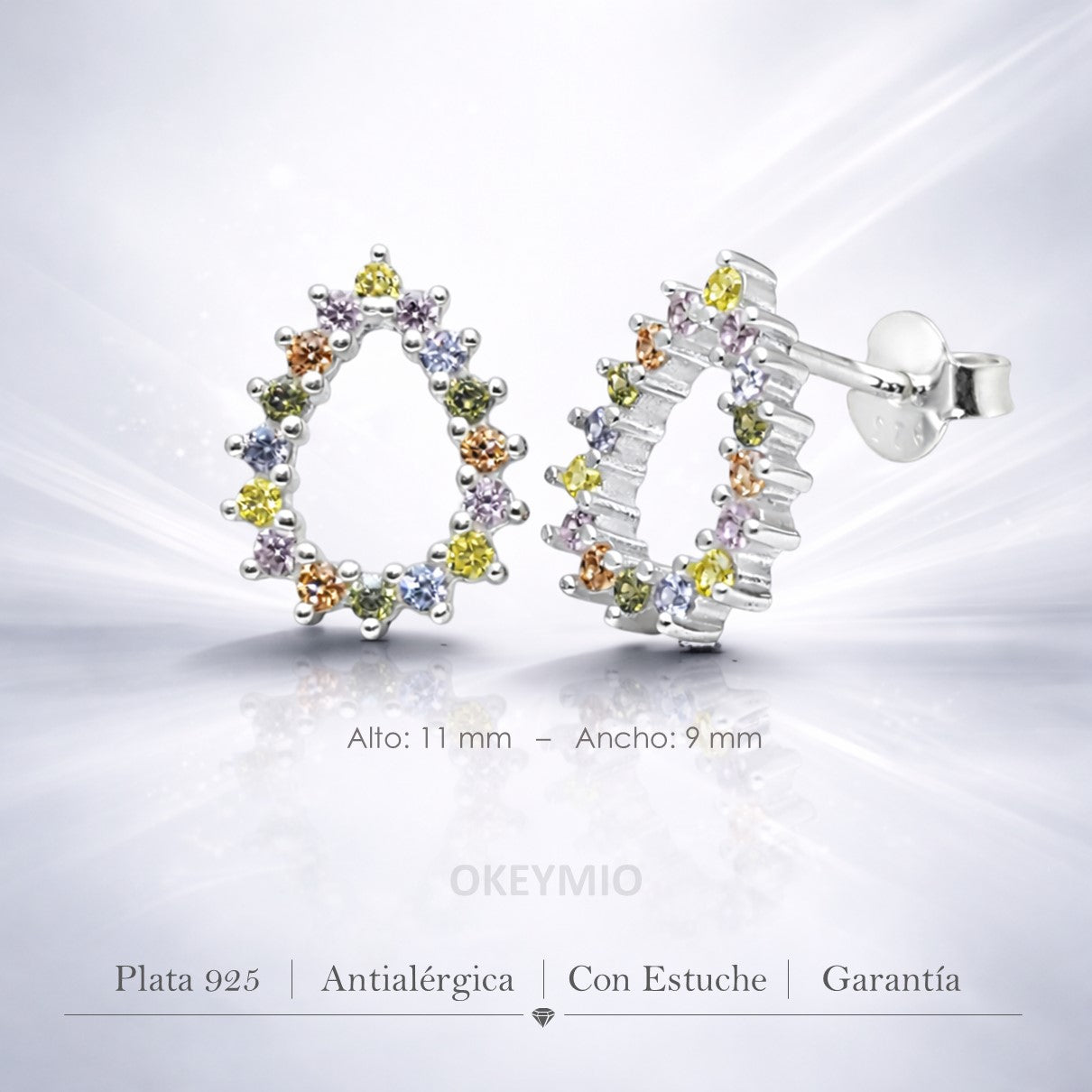 Aretes Elegantes En Plata 925 Piedra Circones