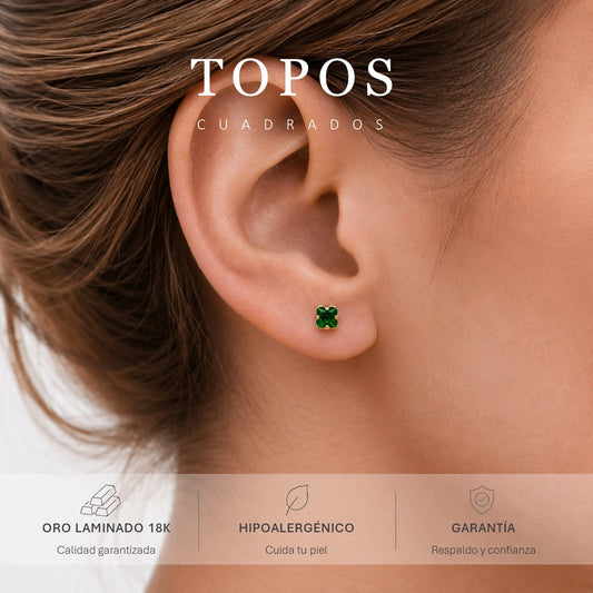 Aretes Topitos en Oro Lmaindos 18k