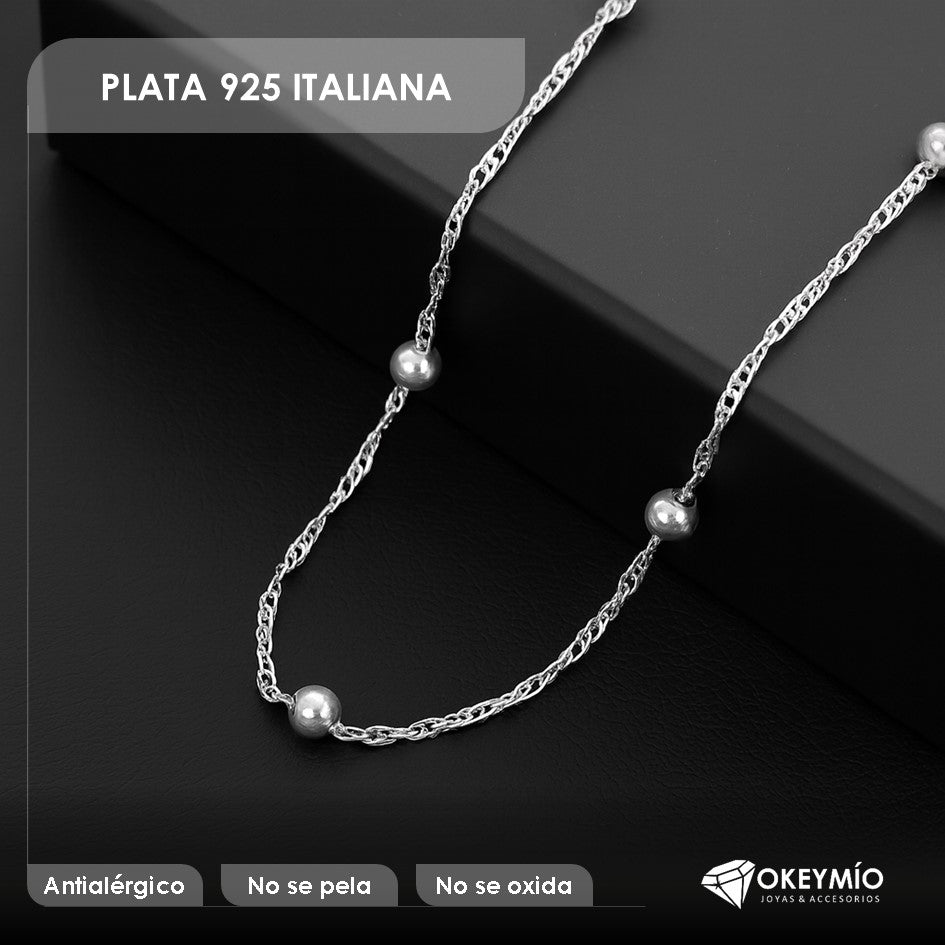 Cadena Tejido Singapur Bolitas (45cm)