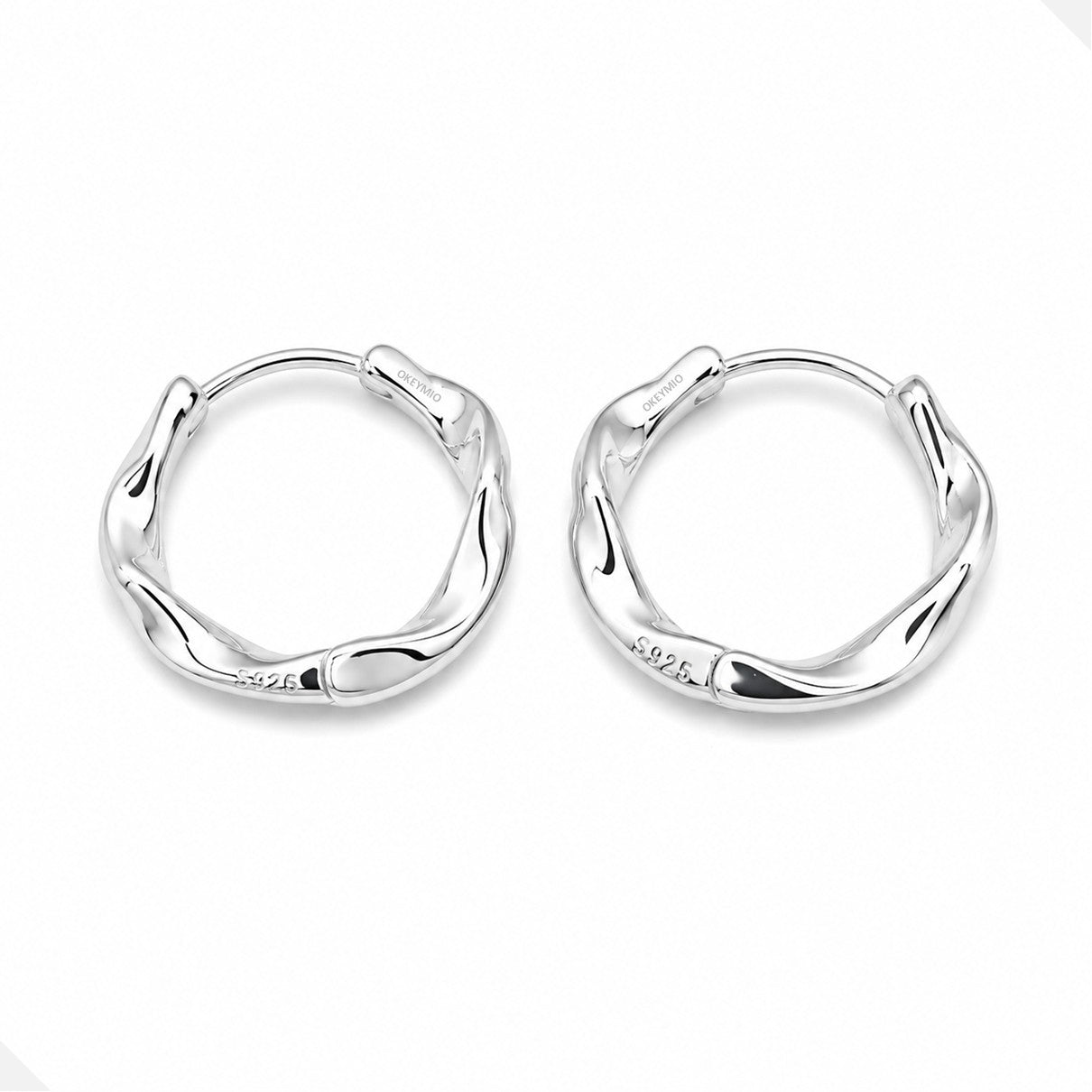 Aretes Candongas Plata 925 Diseño Ondulado