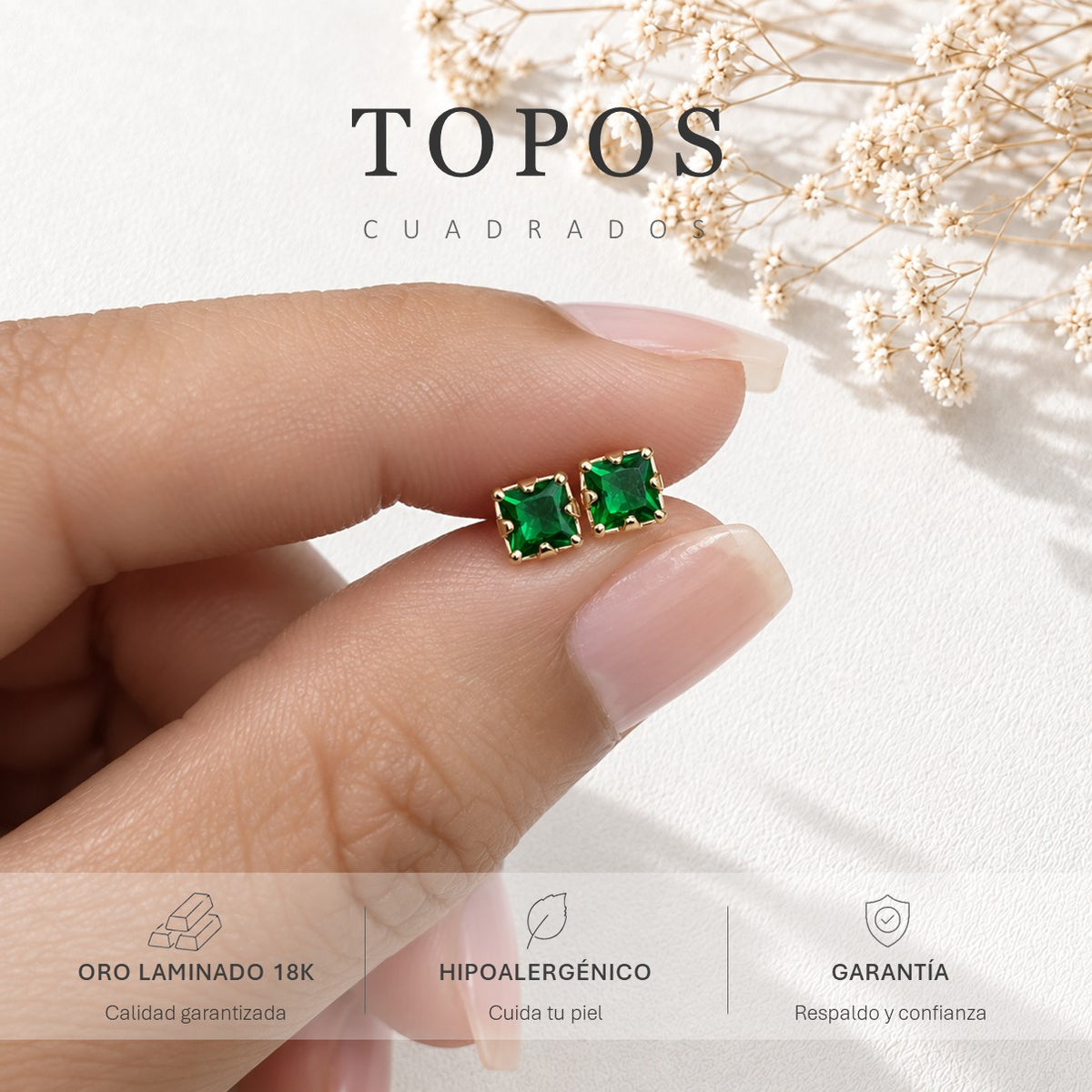Aretes Topitos en Oro Lmaindos 18k
