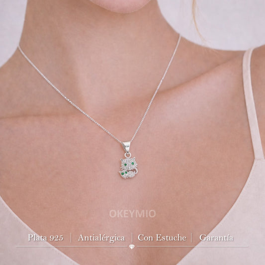 Dije De Gato Con Circones En Plata 925
