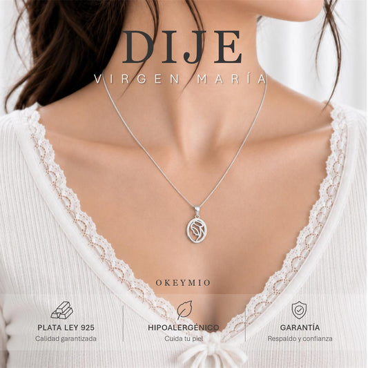 Dije Y Collar Virgen María Plata 925 Para Mujer