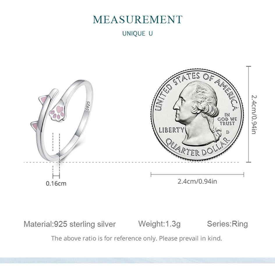 Anillo Ajustable Gato para Mujer En Plata 925