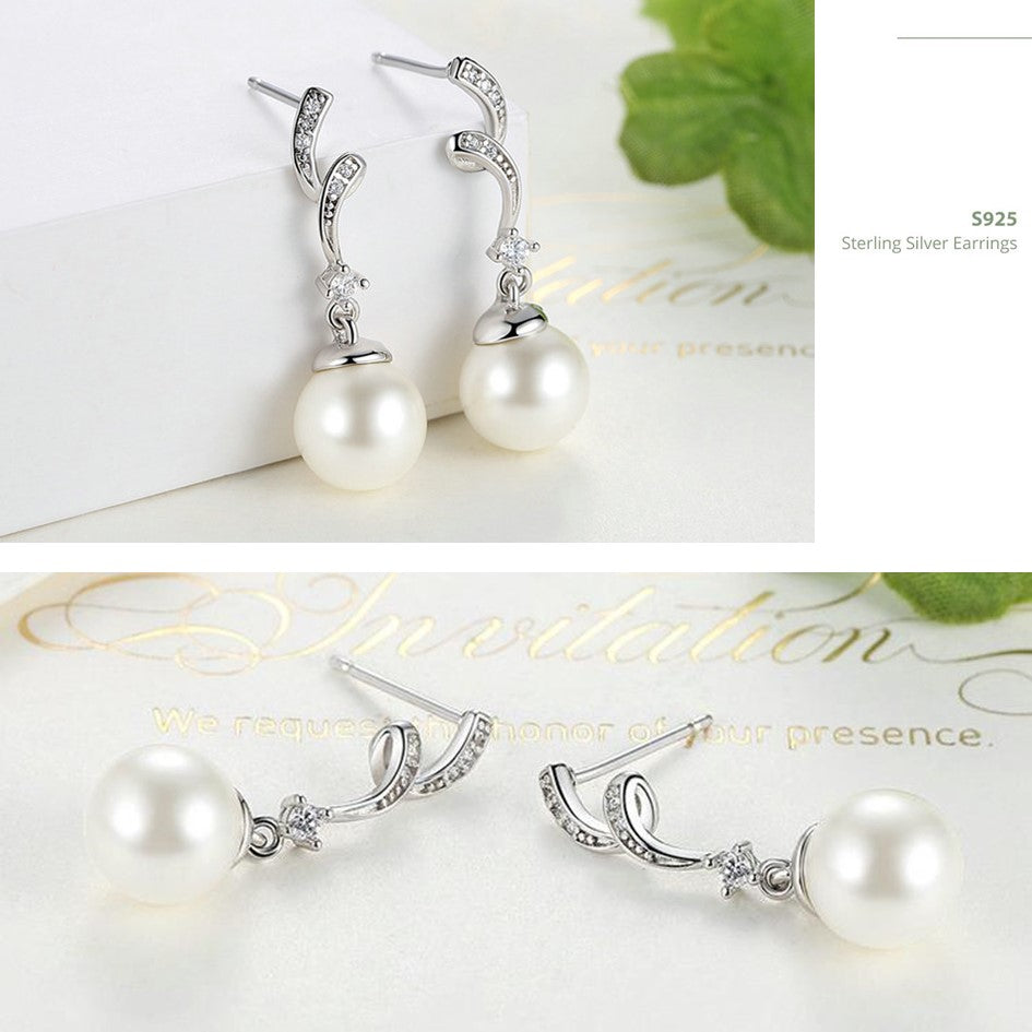 Aretes Largos Perlas Circones