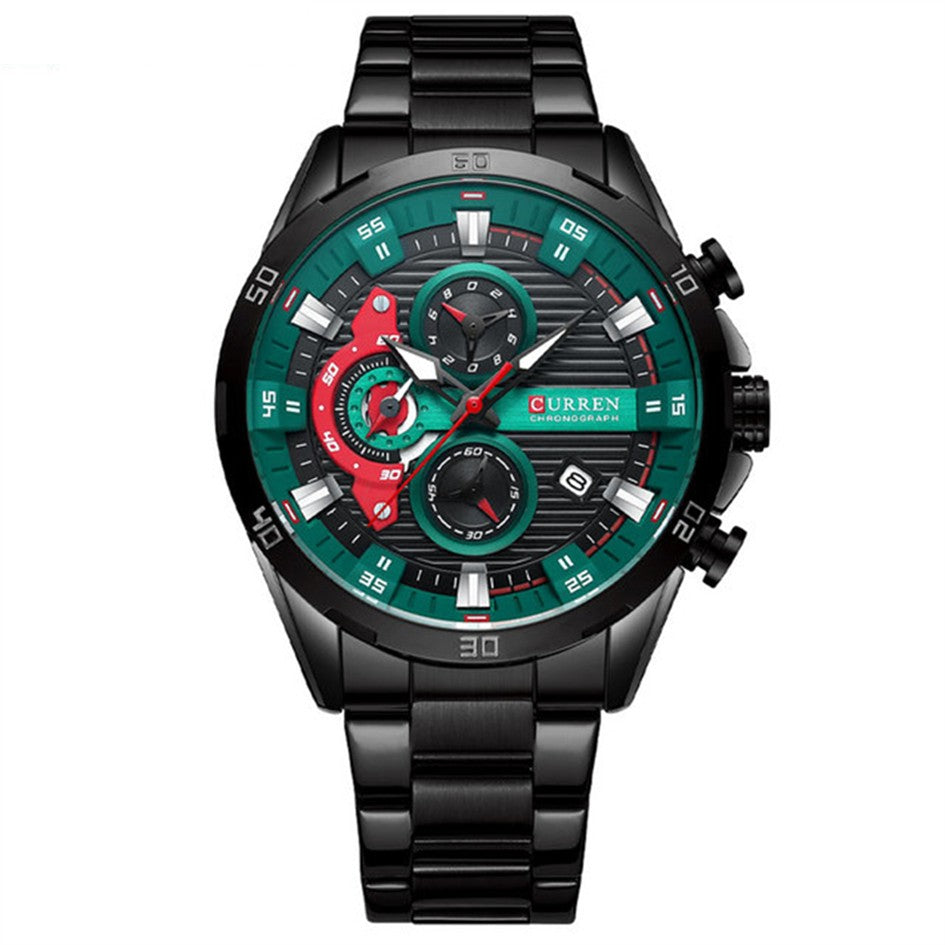 Reloj CURREN 8402 Hombre – Cronógrafo Acero Inoxidable Negro y Verde
