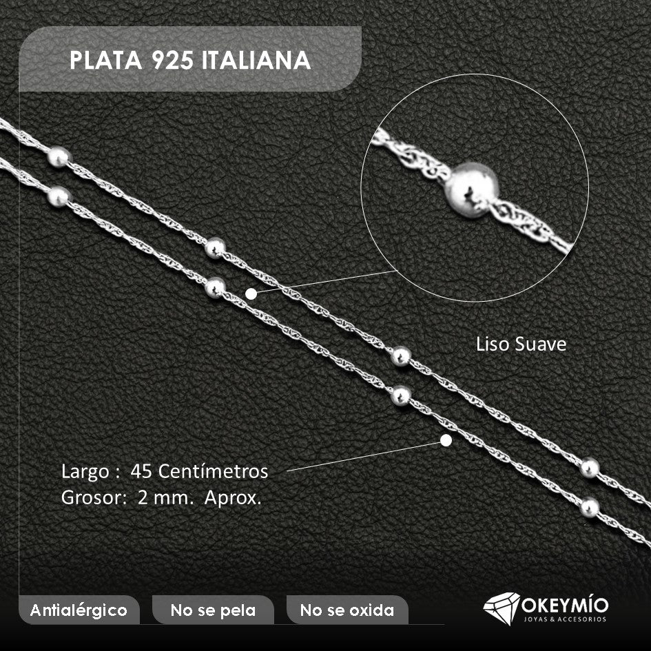 Cadena Tejido Singapur Bolitas (45cm)