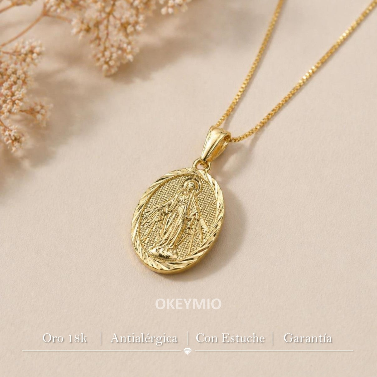 Dije Medalla Virgen Milagrosa Oro Laminado 18k (Sin cadena)