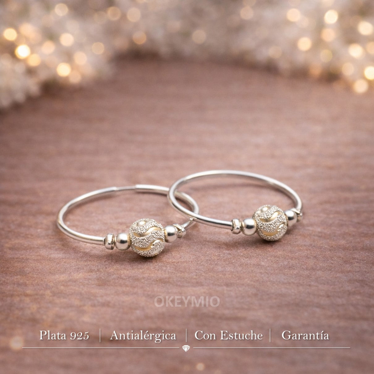 Aretes Candongas Plata 925 Mujer 22 mm