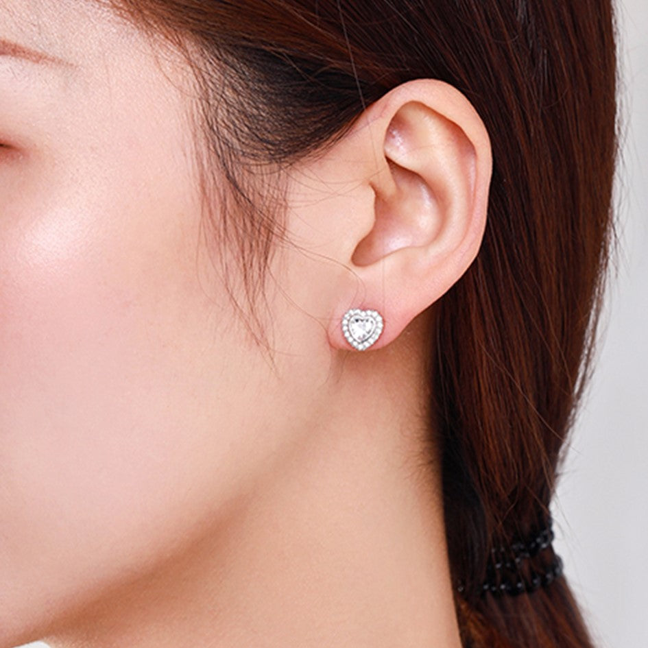 Aretes Topos Corazón En Plata 925