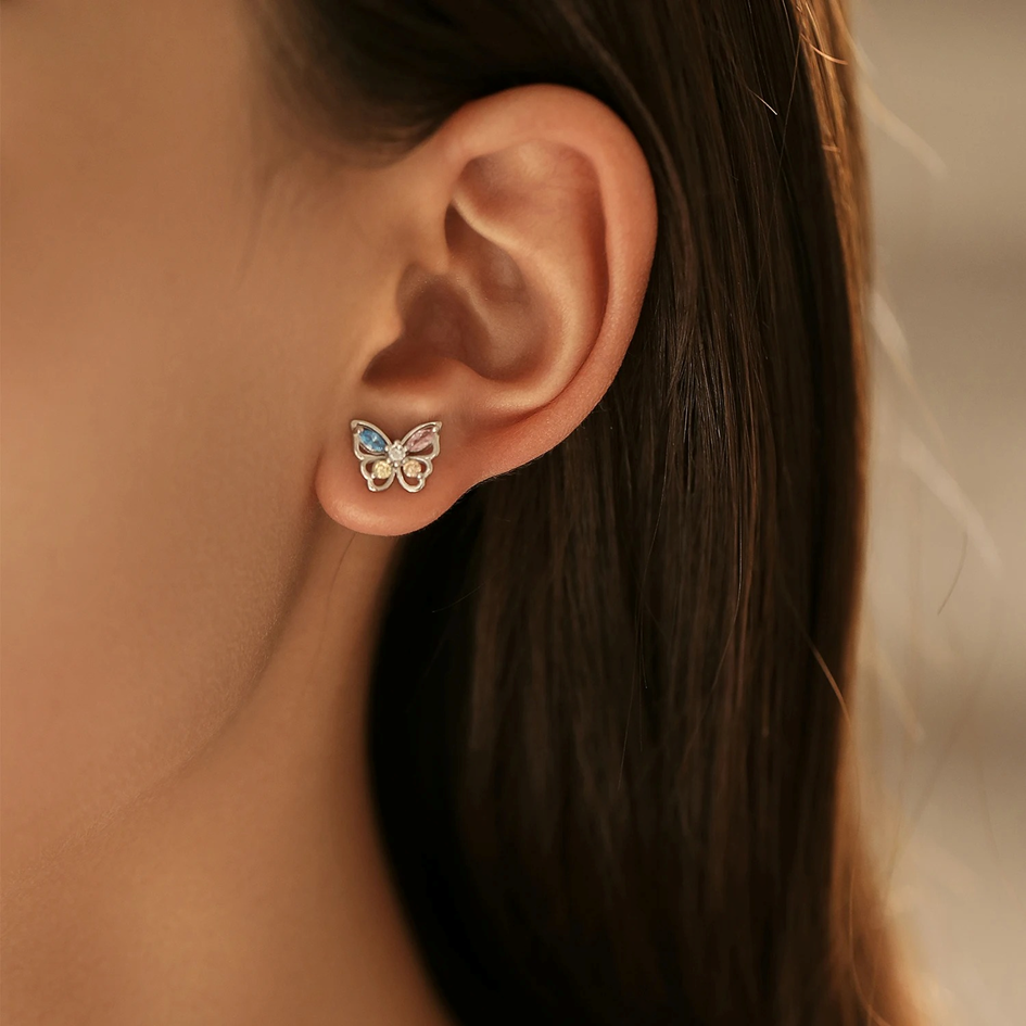 Aretes Mariposa En Plata 925