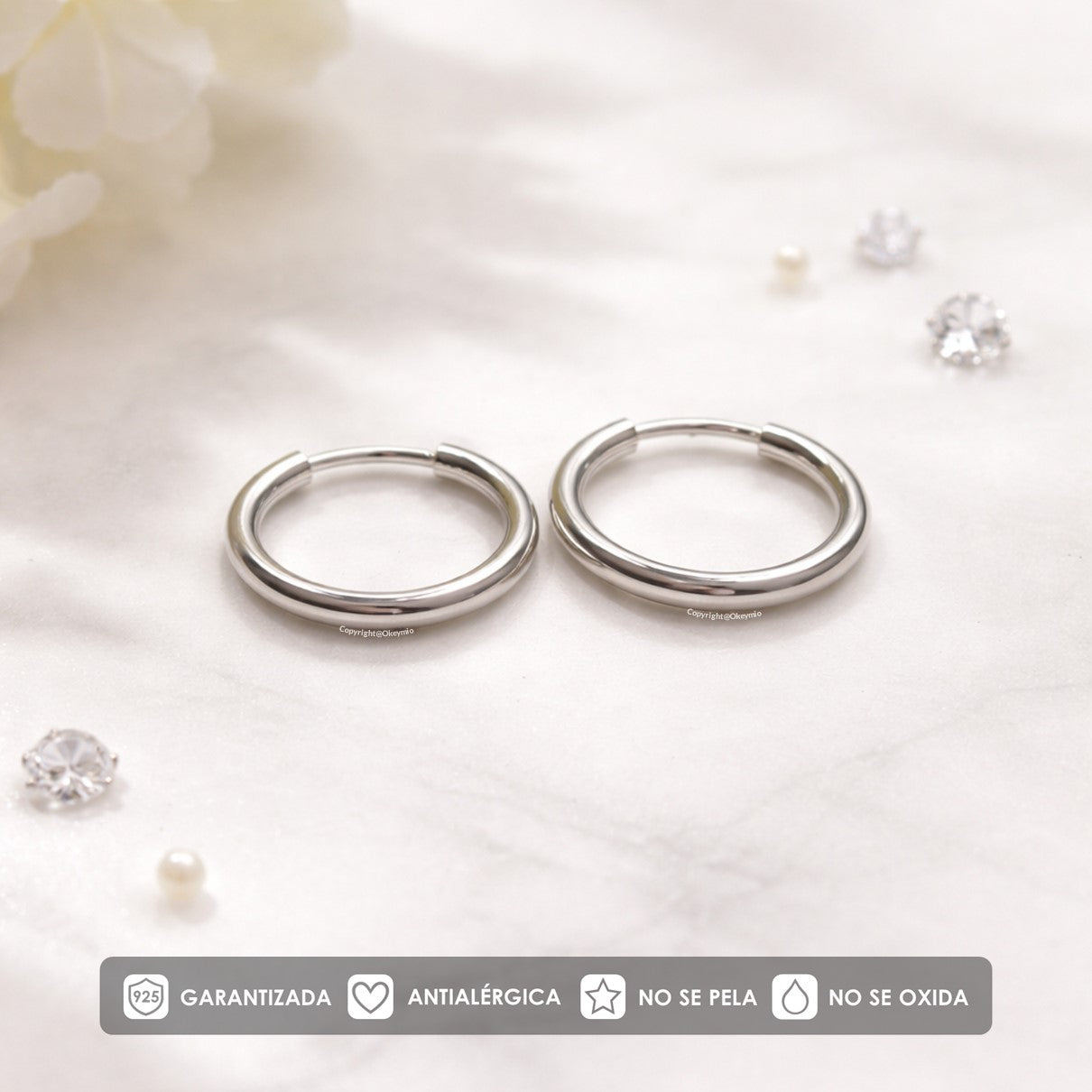 Candongas Plata 925 Clásicas Argolla Lisa Unisex