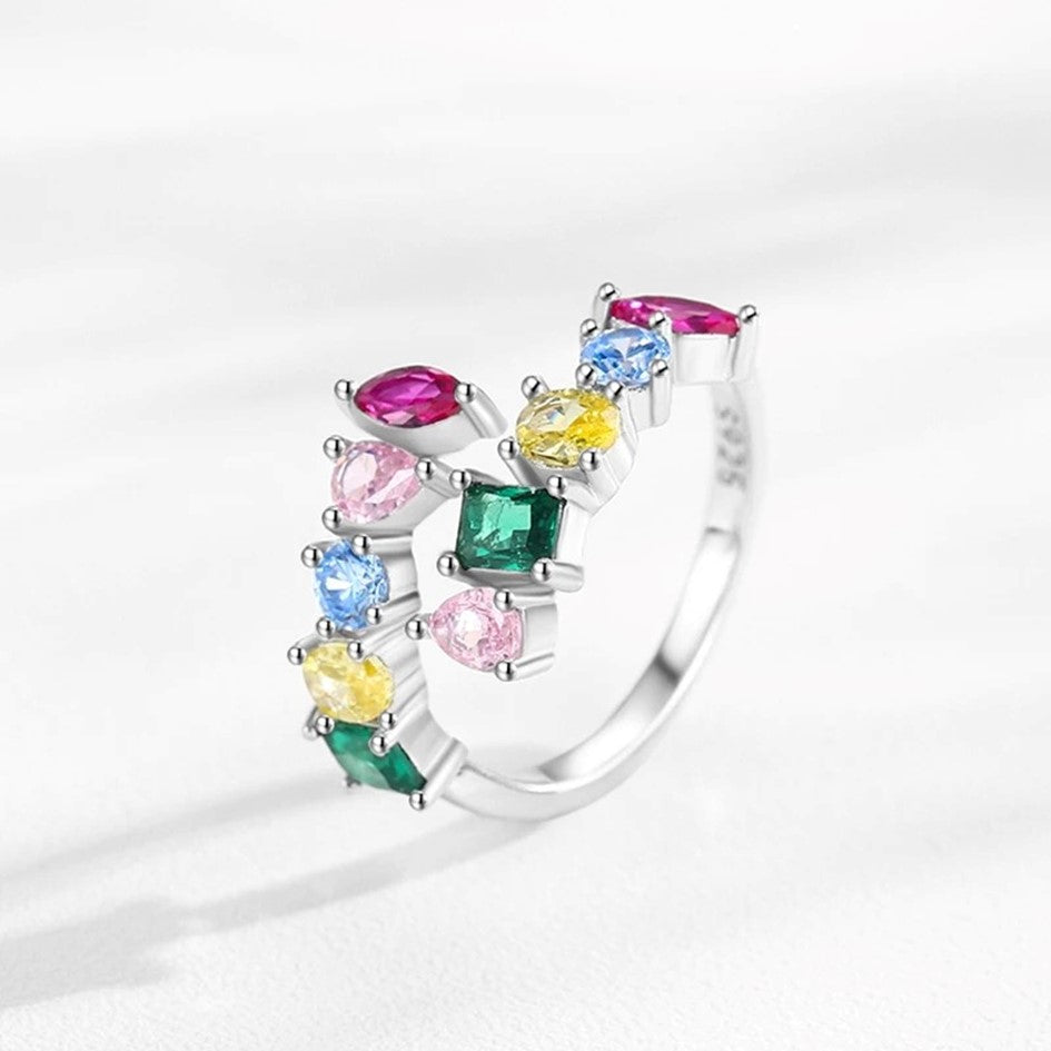 Anillo Ajustable En Plata 925 Multicolores