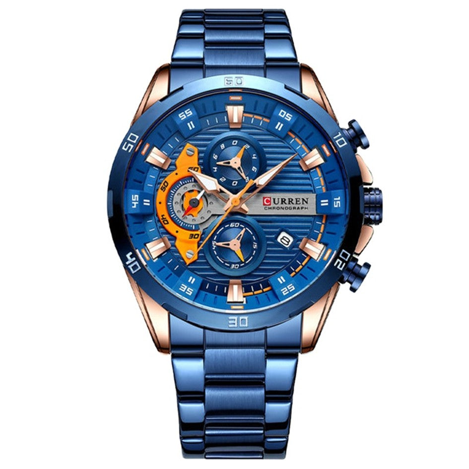 Reloj CURREN 8402 Hombre – Cronógrafo Acero Inoxidable Azul