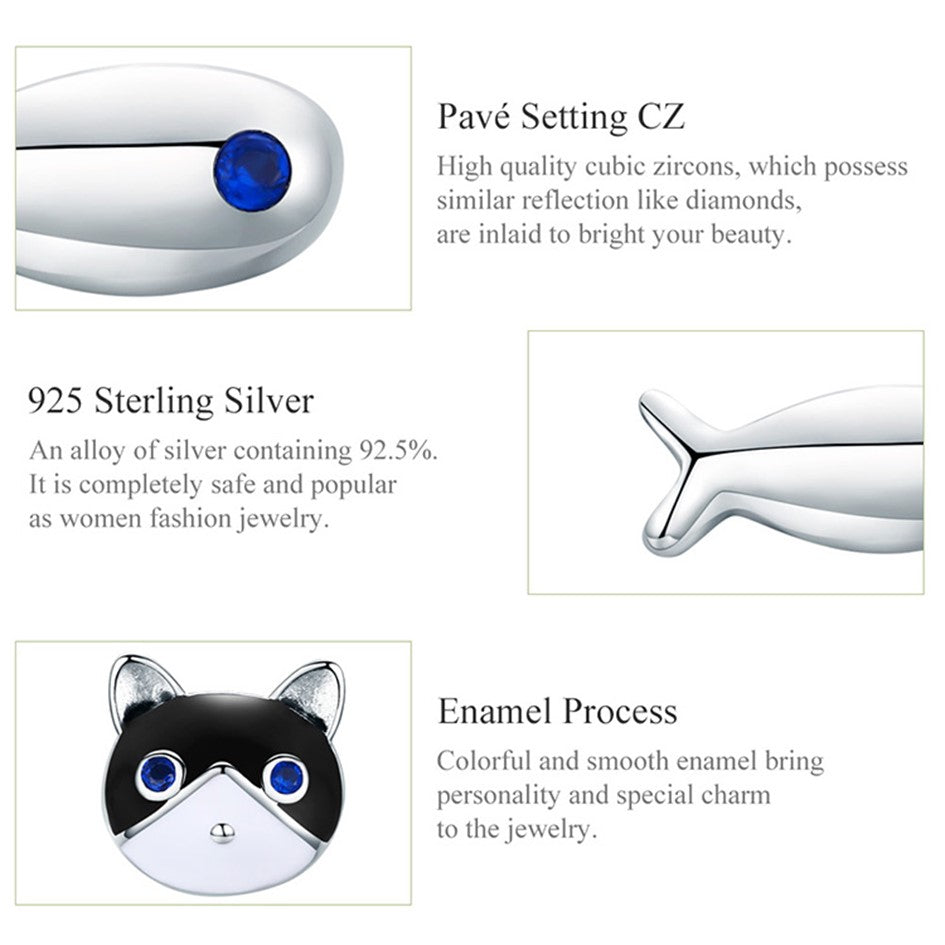 Aretes Gato y Pez En Plata 925