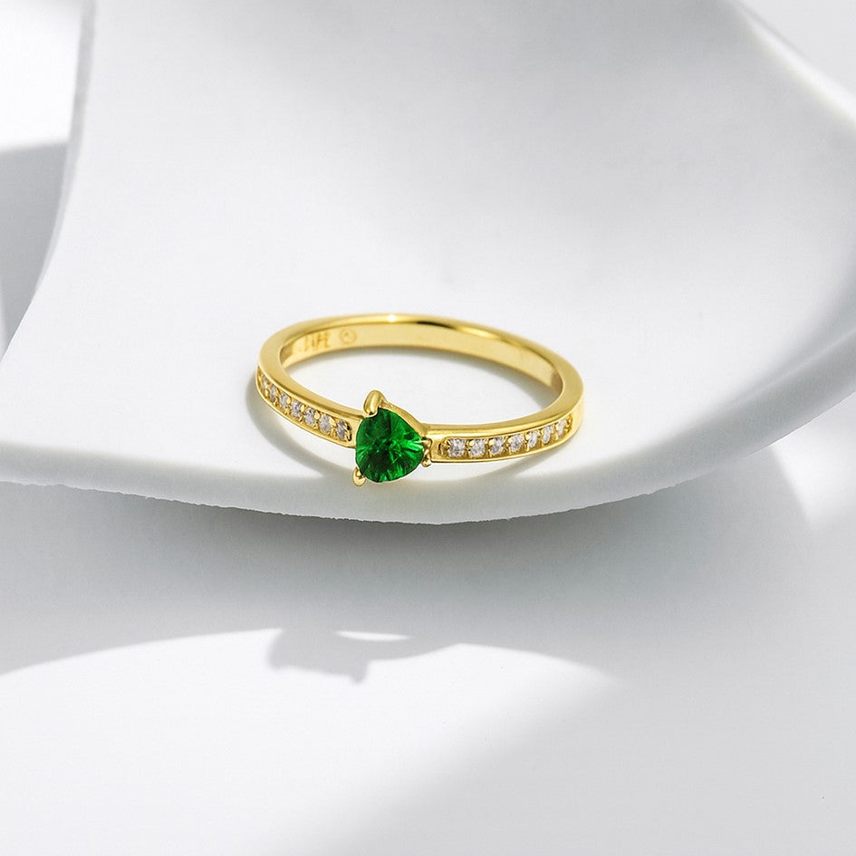 Anillo Compromiso En Plata 925 Chapado en Oro 18k