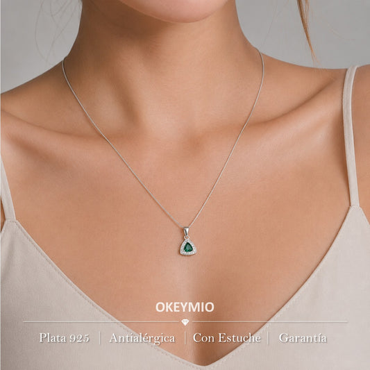 Dije Plata 925 Trillion Verde Con Circones Diseño Elegante