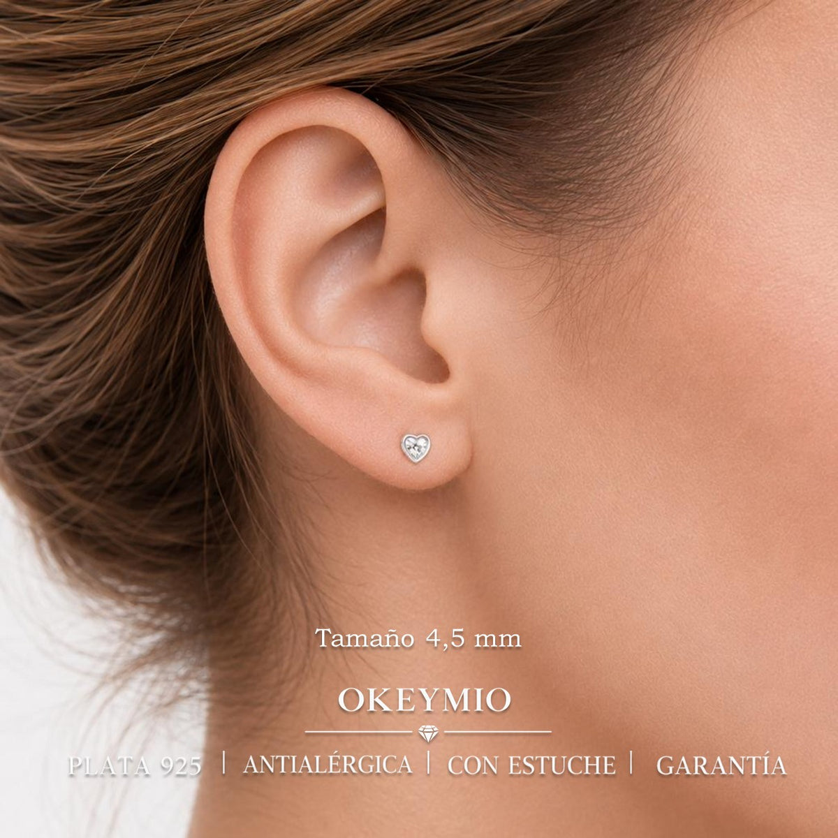 Aretes Corazón Plata 925 Con Circón Brillante