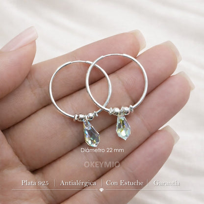 Aretes Candongas Plata 925 Elegantes 22 mm