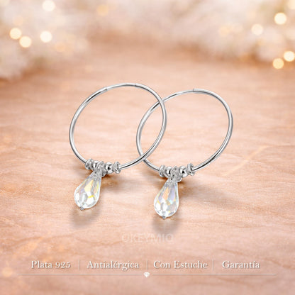 Aretes Candongas Plata 925 Elegantes 22 mm